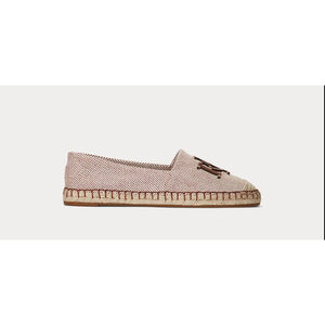 Lauren Ralph Lauren Cameryn Canvas & Leather Espadrilles Flats Logo 8.5 NIB
